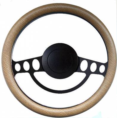 Forever Sharp Steering Wheels - 14" Black Hot Rod Steering Wheel Kit w/Your Choice of Half-Wrap