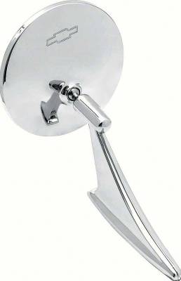 OER - Chrome Side Mirror with Chevy Bowtie 1966-1972 GM Cars, right or left side