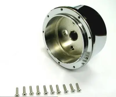 14" Chrome Hot Rod Steering Wheel w/Mahogany Half-Wrap thumbnail 2