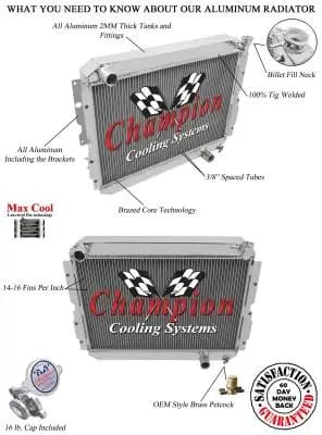 Champion Two Row Aluminum Radiator 1981-1990 Toyota Landcruiser EC1213 thumbnail 3