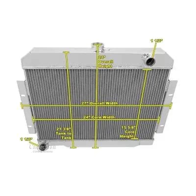 Two Row Aluminum Radiator for Jeep CJ6, Includes Fan & Shroud thumbnail 3