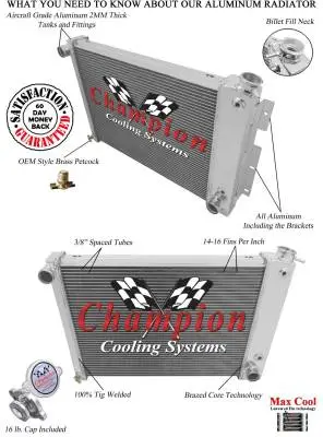 Champion 4 Row Aluminum Radiator Combo for 1965 -1987 Buick, Pontiac, Olds, Chevy MC571Combo thumbnail 4