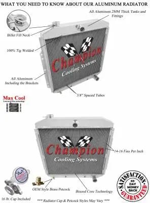 Champion Four Row Radiator for 1953-1956 Ford Truck w/Chevy Configuration MC8356 thumbnail 3