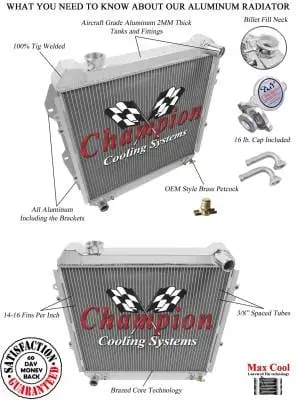 1988 - 1995 Toyota Pick Up, Forerunner Three Row Champion Aluminum Radiator CC50 thumbnail 3