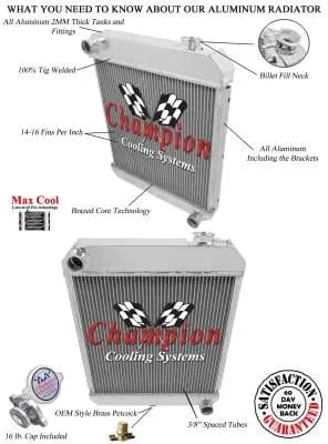 Champion 2 Row Aluminum Radiator for 1960 -1966 Chevy Pick Up Trucks EC6066 thumbnail 3