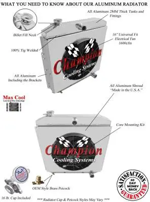 Champion Three Row Radiator Combo for 1953-1956 Ford Truck w/Chevy Configuration cc8356CM thumbnail 3
