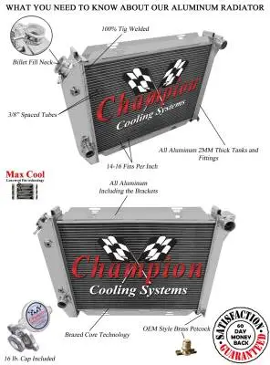 1967-1968 Ford T Bird, Galaxie, More Champion 3 Row Core All Aluminum Radiator CC385 thumbnail 3