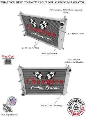 Champion 3 Row Aluminum Radiator for 1997 - 2004 Mustang V8 CC2139 thumbnail 3