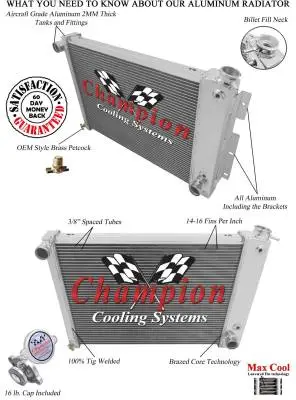 Champion 3 Row Aluminum Radiator for 1967 -1969 Camaro and Firebird CC370 thumbnail 3