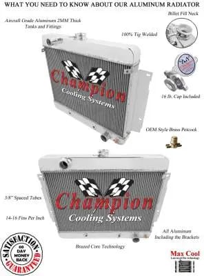 Champion 3 Row Aluminum Radiator for 1969 -1970 Chevy Impala, Bel Air CC345 thumbnail 3