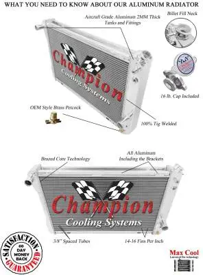 Champion Three Row Radiator for 1982-1992 Chevy Camaro, Pontiac Firebird CC951 thumbnail 3