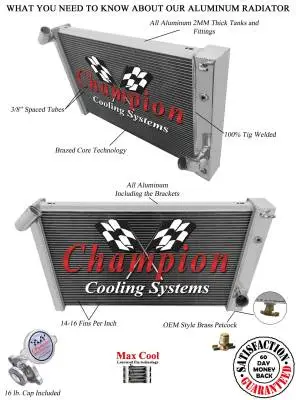 Champion Cooling 3 Row Aluminum Radiator for 1969 - 1972 Corvette CC1215 thumbnail 3