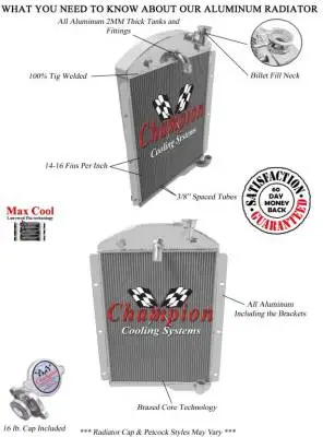 1941-1946 Chevrolet Pickup Truck Champion 3 Row Core All Aluminum Radiator CC4146 thumbnail 3