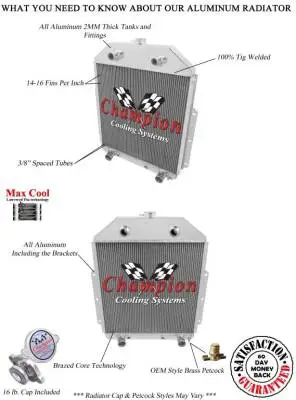 Champion Three Row Aluminum Radiator for 1942-1952 Ford Truck w/Flathead V8 CC4252FH thumbnail 3