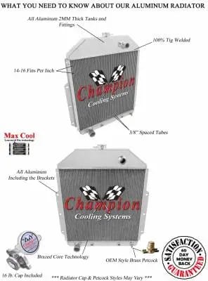 Champion Three Row Aluminum Radiator for 1942-1952 Ford Truck w/ Ford V8 CC4252FD thumbnail 3