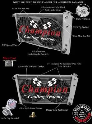 Three Row All Aluminum Radiator Combo for 1968-1985 GM, Chevy, Buick, Olds, Pontiac FSCC161 thumbnail 3