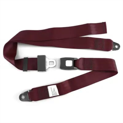 2 Point Burgundy Lap Seat Belt, Standard Buckle, Pair