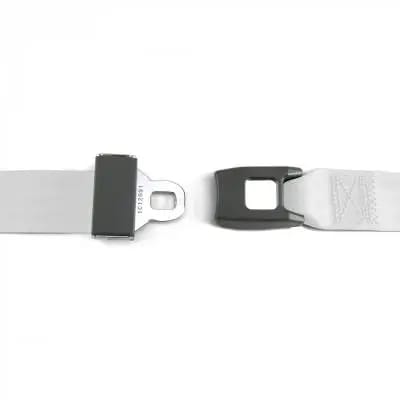 2 Point White Lap Seat Belt, Standard Buckle, Pair thumbnail 2