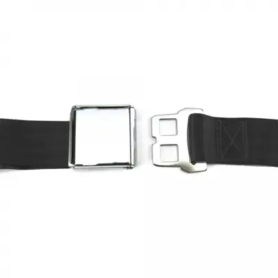 2 Point Black Lap Seat Belt, Airplane Buckle, Pair thumbnail 2