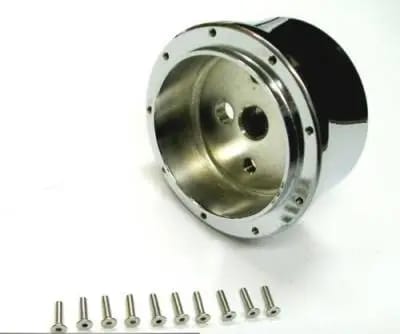 14" Chrome Hot Rod Steering Wheel w/Real Oak Half-Wrap thumbnail 2