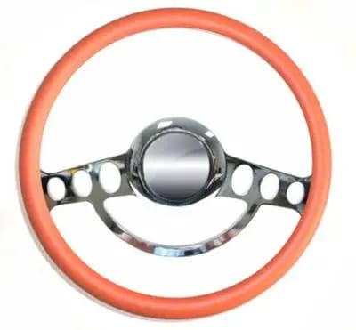14" Chrome Hot Rod Steering Wheel Kit w/Your Choice of Half-Wrap thumbnail 2