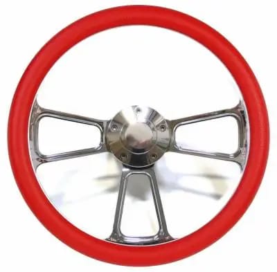 14" Polished Billet Muscle Style Steering Wheel w/Your Choice of Half-Wrap thumbnail 6
