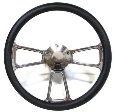 14" Polished Billet Muscle Style Steering Wheel w/Your Choice of Half-Wrap thumbnail 9