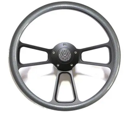 14" Black Billet Muscle Style Steering Wheel w/Your Choice of Horn and Half-Wrap thumbnail 3