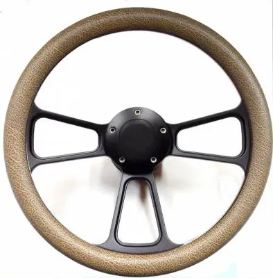 14" Black Billet Muscle Style Steering Wheel w/Your Choice of Horn and Half-Wrap thumbnail 9