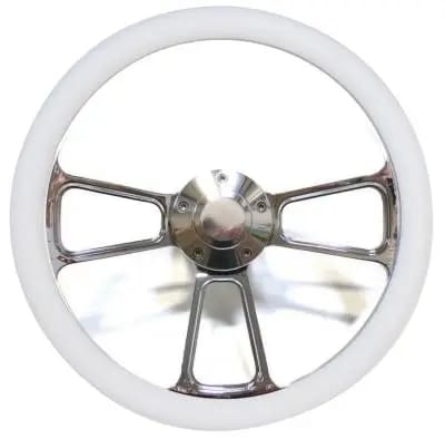 14" Polished Billet Muscle Style Steering Wheel Kit w/Your Choice of Half-Wrap thumbnail 9