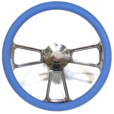 14" Polished Billet Muscle Style Steering Wheel Kit w/Your Choice of Half-Wrap thumbnail 8