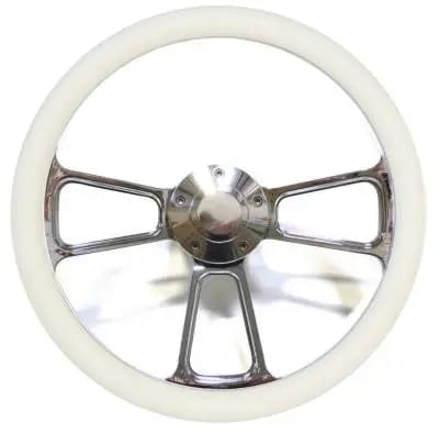 14" Polished Billet Muscle Style Steering Wheel Kit w/Your Choice of Half-Wrap thumbnail 5