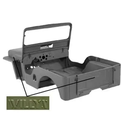 Body Tub Kit with Willys Script; 49-53 Willys CJ3A