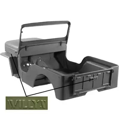 Body Tub Kit with Willys Script; 53-68 Willys CJ3B