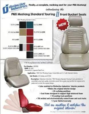 1965 Mustang Standard Touring II Front Bucket Seats thumbnail 4