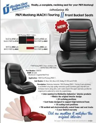 1969 Mustang MACH I Touring II Front Bucket Seats thumbnail 7