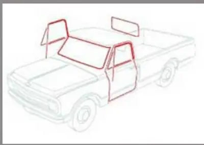 WS7122 - 1967 GM Truck with Small Rear Window, without Trim Groove, with Chrome Bead Weatherstrip Set