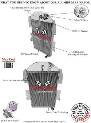 1934-1936 Chevy Pick Up Truck w/Inline Six Champion Three Row Radiator CC3436 thumbnail 2