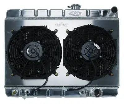 65 GTO Tri-Power Aluminum Radiator And 12 Inch Dual Fan Kit W/O AC AT Cold Case Radiators