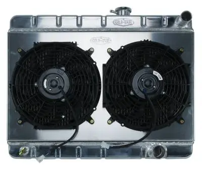 65 GTO Tri-Power Aluminum Radiator And 12 Inch Dual Fan Kit W/O AC MT Cold Case Radiators