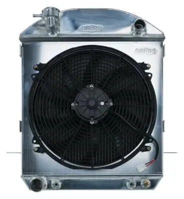 24-27 T-Bucket Ford Engine Aluminum Performance Radiator And 16 Inch Fan Kit Cold Case Radiators