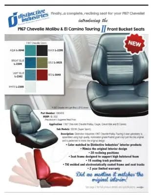1967 Chevelle & El Camino Touring II Front Bucket Seats Assembled thumbnail 8