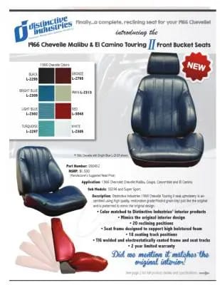 1966 Chevelle & El Camino Touring II Front Bucket Seats Assembled thumbnail 5