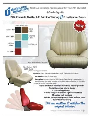 1964 Chevelle & El Camino Touring II Front Bucket Seats Assembled thumbnail 6