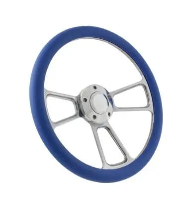 14" Polished Billet Muscle Style Steering Wheel w/Your Choice of Half-Wrap thumbnail 7
