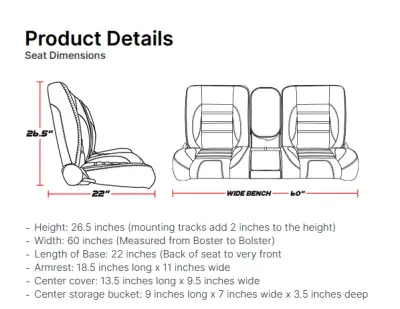 Pro-Series Universal Sport DD 60" Deluxe Bench Seat thumbnail 6