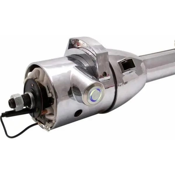 33" Blue Push Button Start Chrome Steering Column Automatic with Gear Indicator Window and Shifter