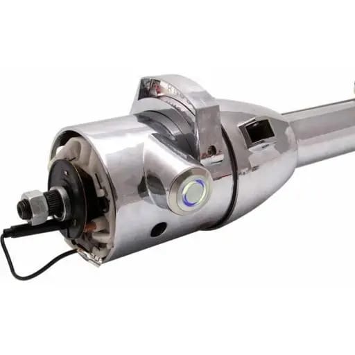 33" Blue Push Button Start Chrome Steering Column Automatic with Gear Indicator Window and Shifter