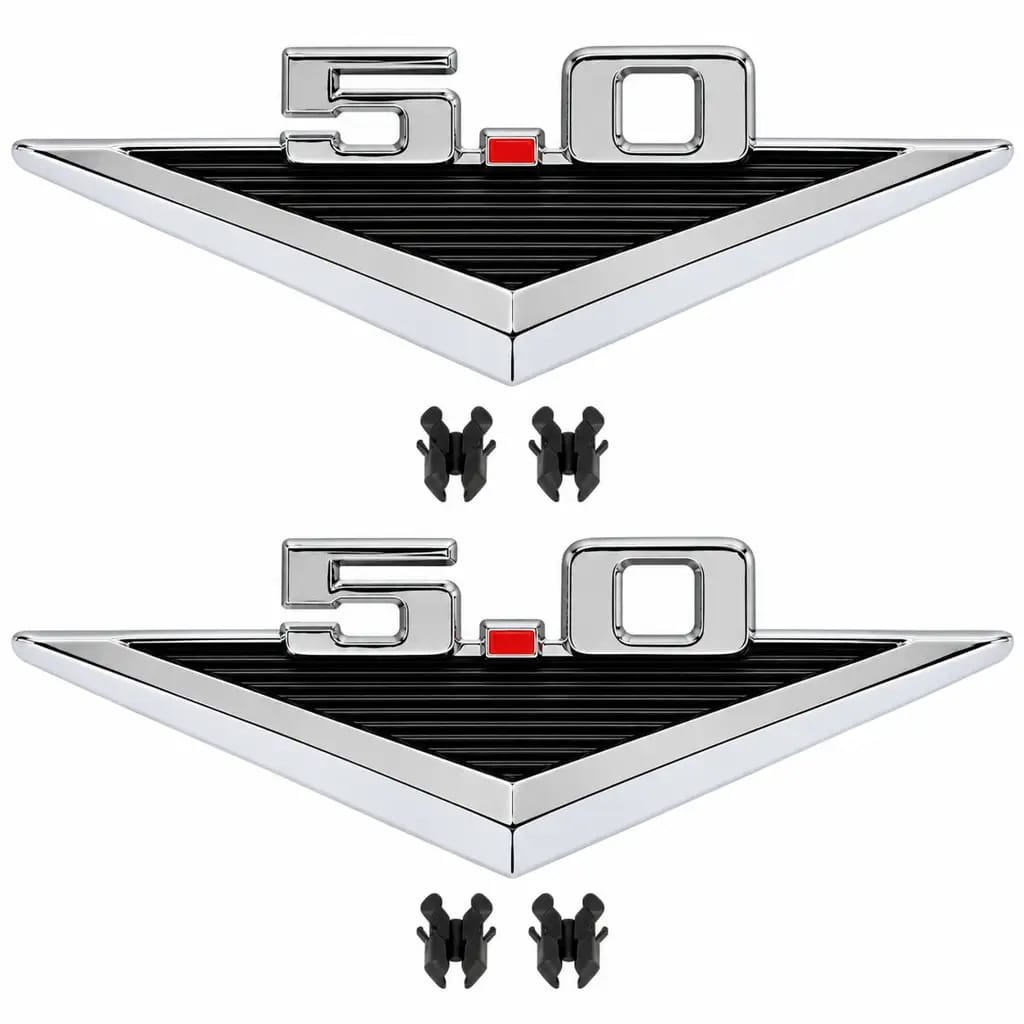 1963-1968 Ford Mustang Fairlane Falcon Ranchero Bronco 5.0 V8 Fender Emblems - Pair