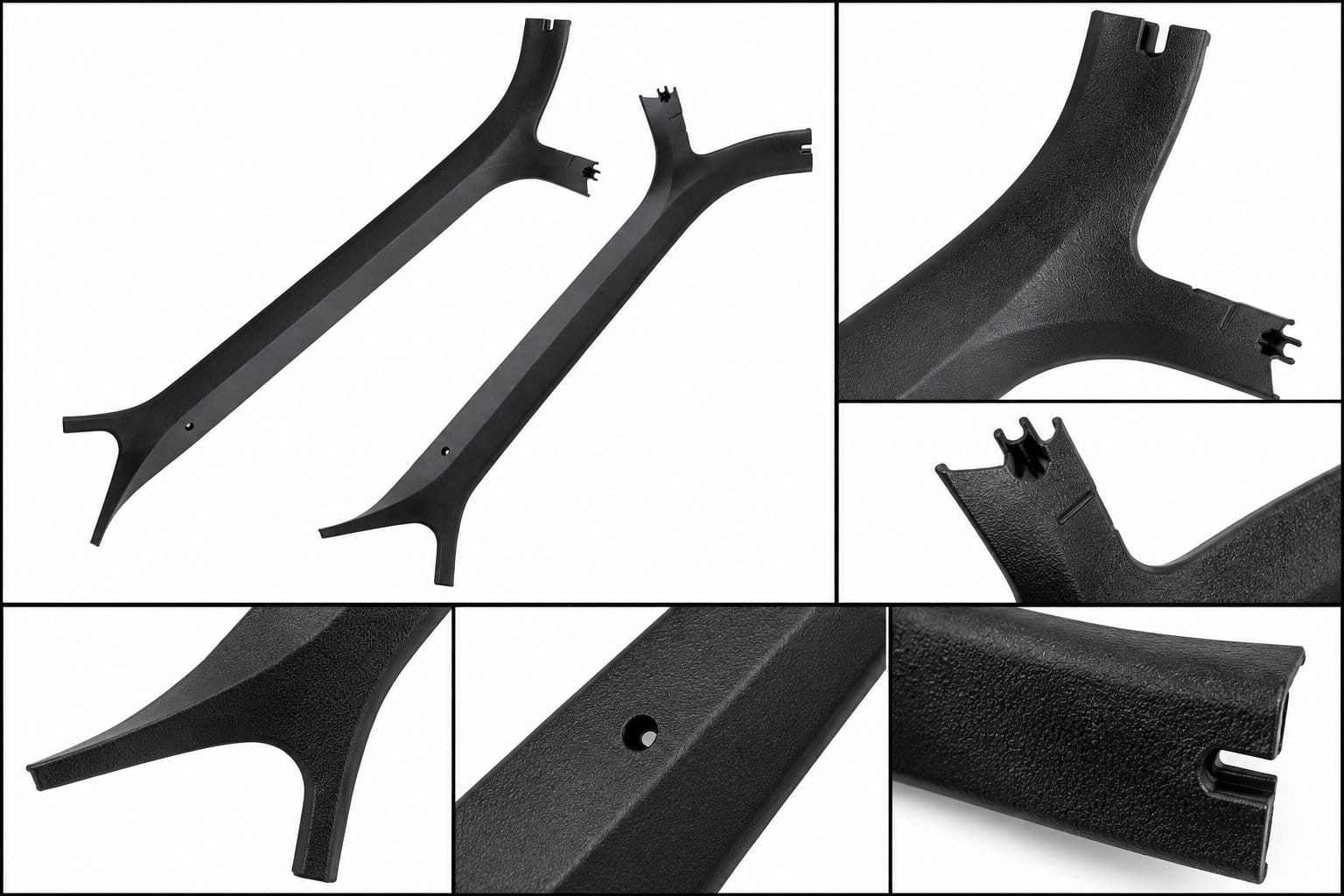 1973-1980 Chevy GMC C10 C20 K10 K20 Blazer Jimmy Suburban Inner Windshield Pillar Trim Moldings Black Pair
